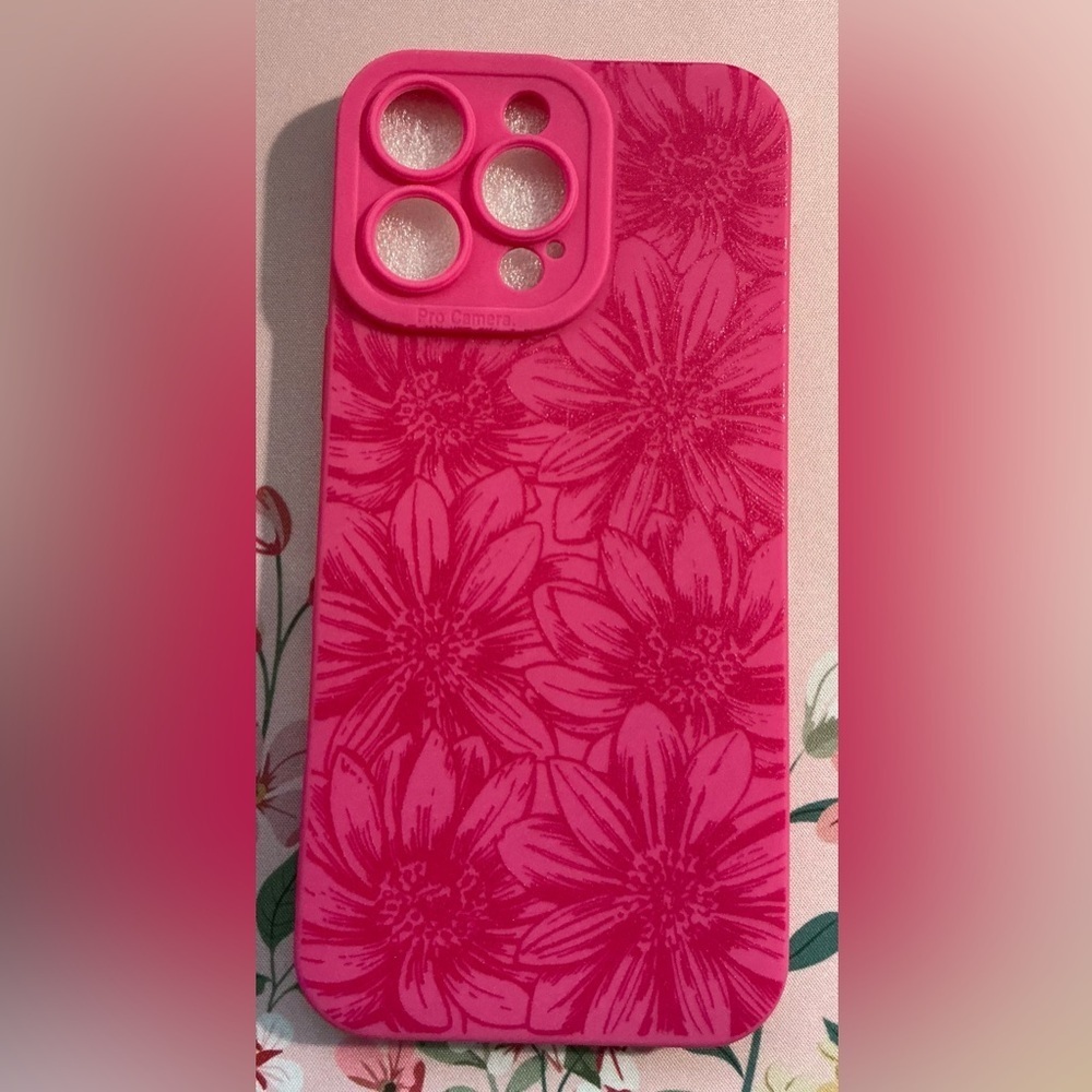 Hand & Craft Vibrant Pink Floral Phone Case-I Phone 16 Pro Max (NWT)
